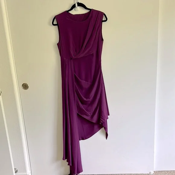 Off-White Purple “Floral Print Here” Asymmetrical Silk-blend Cocktail Dress - Picture 3 of 13